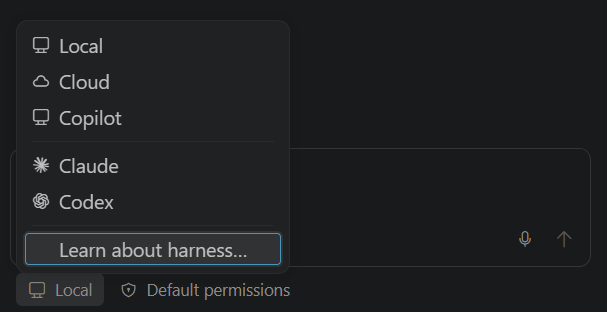 VS Code's official Session Target picker for choosing where an agent session runs