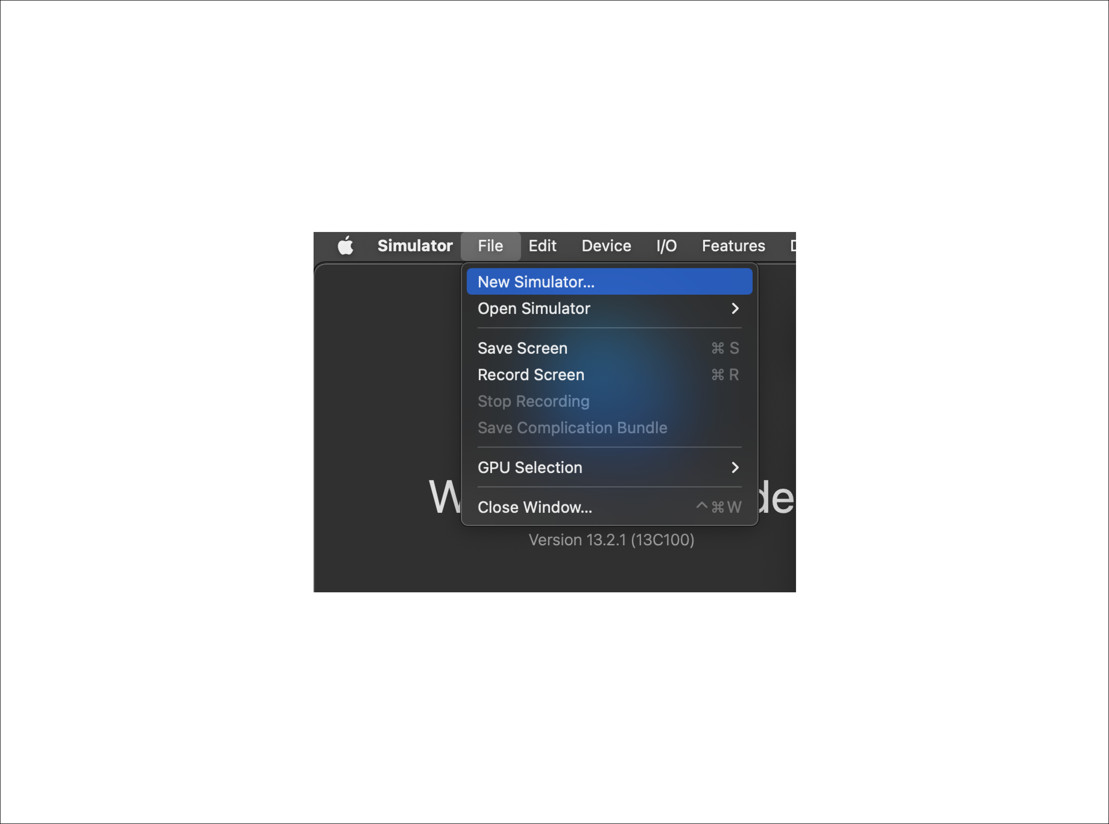 New Simulator 메뉴를 통해 새로운 가상머신 생성