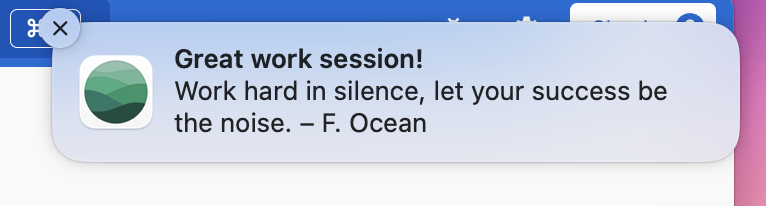 매 집중 모드가 끝날 때 마다 자기관리 명언을 출력할 수 있음